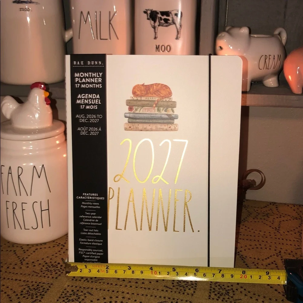 Rae Dunn 2027 PLANNER. 17 Month Planner with Cat On Books